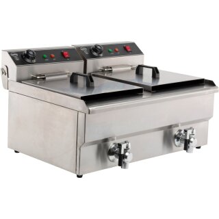 Elektro Tischfritteuse 2x8 L - 2x3,3 kW, Edelstahl