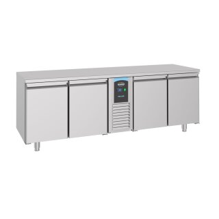 Edelstahl-Kühltisch Monoblock - 4 Türen, 632 Liter, mit Umluftkühlung
