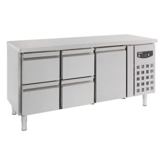 COMBISTEEL Kühltisch 180 cm breit - mit Umluftkühlung, 1 Tür, 4 Schubladen
