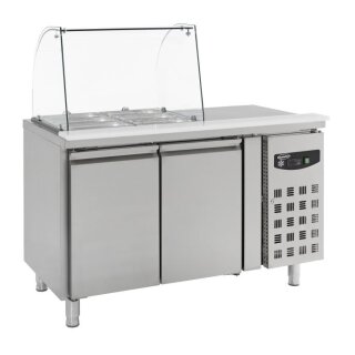 Combisteel Kühltisch mit 2 Türen - Glasfront, 2x 1/ GN, Edelstahl, 314 Liter