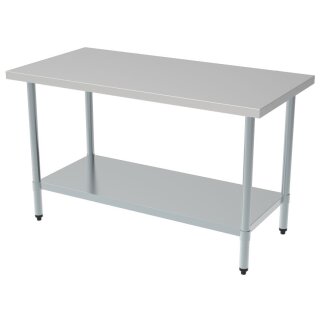 Edelstahl Arbeitstisch 1200x700 mm – mit Grundboden, demontabel, 200 kg Traglast