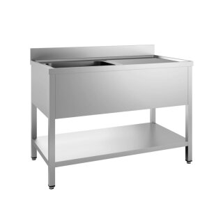 Combisteel Spültisch 1 Becken links mit Grundboden Edelstahl 1400x700x850mm