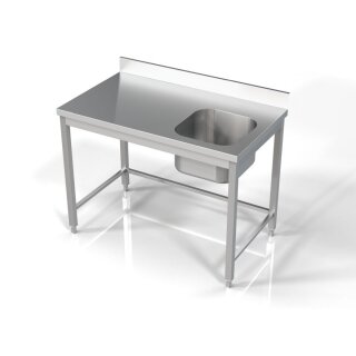Combisteel Spültisch 1 Becken rechts aus Edelstahl 1200x700x850mm