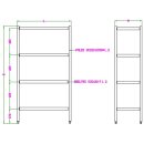 Combisteel Regalsystem mit 4 Böden aus verchromten Stahl 1000x500x1800mm