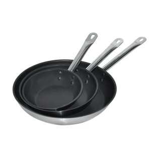 Gastro Bratpfanne mit Teflon beschichtet ø28 mm 3,1 Liter aus Edelstahl