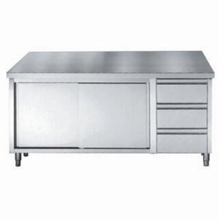 Combisteel Arbeitstisch mit 2 Schiebetüren und 3 Schubladen 1600x700x850