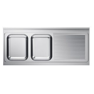 Combisteel Einbauspüle mit 2 Becken links aus Edelstahl 2000x600x40mm
