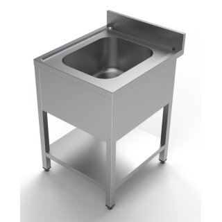 Combisteel Spültisch mit 1 Becken und Grundboden Aufkantung  600x700x850mm