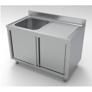 Combisteel Spülschrank mit 2 Türen und 1 Becken links aus Edelstahl 1200x700x850mm