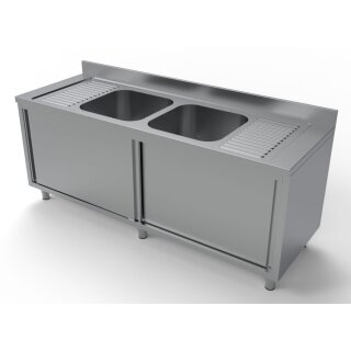 Combisteel Spülschrank 2 Schiebetüren 2 Becken mitte 2000x700x850mm
