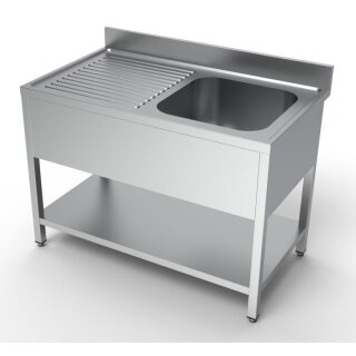 Combisteel Spültisch 1 Becken rechts Grundboden Edelstahl 1200x700x850mm