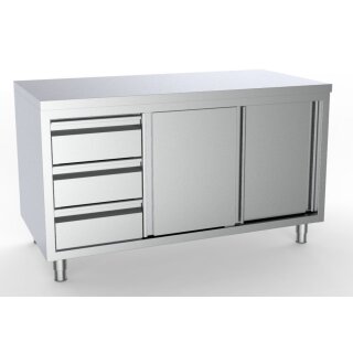 Combisteel Arbeitsschrank mit 2 Türen 3 Schubladen aus Edelstahl 1800x700x850mm