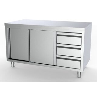 Combisteel Arbeitsschrank mit 2 Türen 3 Schubladen aus Edelstahl  1800x700x850mm