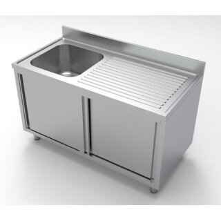 Gastro Spülschrank mit 2 Schiebetüren, 1400 mm