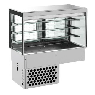 Combisteel Einbau-Kühlvitrine mit eckigem Glasaufbau und Rollo GN3/1