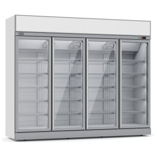 Combisteel Kühlschrank mit 4 Glastüren und 2060 Liter weiß mit 20 Roste