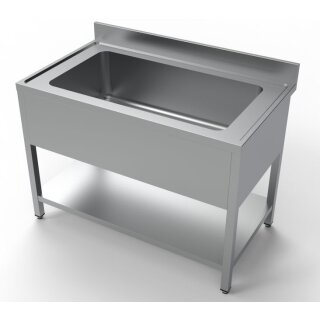 Combisteel Spültisch mit 1Becken und Grundboden Aufkantung  Edelstahl 1200x700x850mm