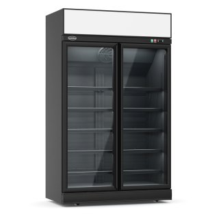 Kühlschrank 2 Glastüren Schwarz/Anthrazit Ins-1000R Bl