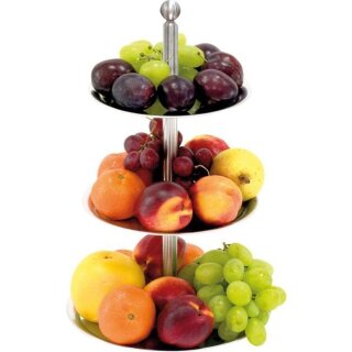 Buffet Etagere Edelstahl – Dreistufige Servieretagere mit Kugelgriff 42 cm