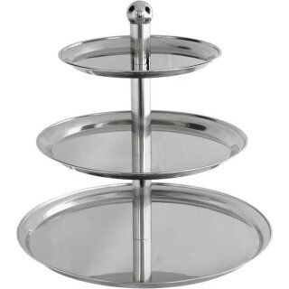 Edelstahl Buffet-Etagere 3 Etagen – Hochwertige Servieretagere mit Kugelgriff 50 cm