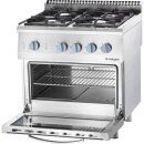 Gasherd 4 Brenner Mit Gasbackofen (Gn 2/1) Serie 700 Nd - G20, 4-Brenner (2X5+2X7)