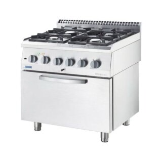 Gasherd Eco 4 Brenner Mit Elektro-Heißluftofen (600 X 400 Mm / Gn 1/1) Serie 700 Nd - G20, 4-Brenner (2X3,5 + 2X5 Kw)