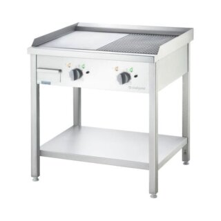 Elektro-Griddleplatte Als Standgerät - 1½ Glatt / 1½ Gerillt, Unterbau Offen, 800 X 700 X 850 Mm (Bxtxh)