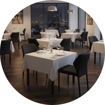 Stillvolles Restaurant mit schicken Stühlen und Tischen